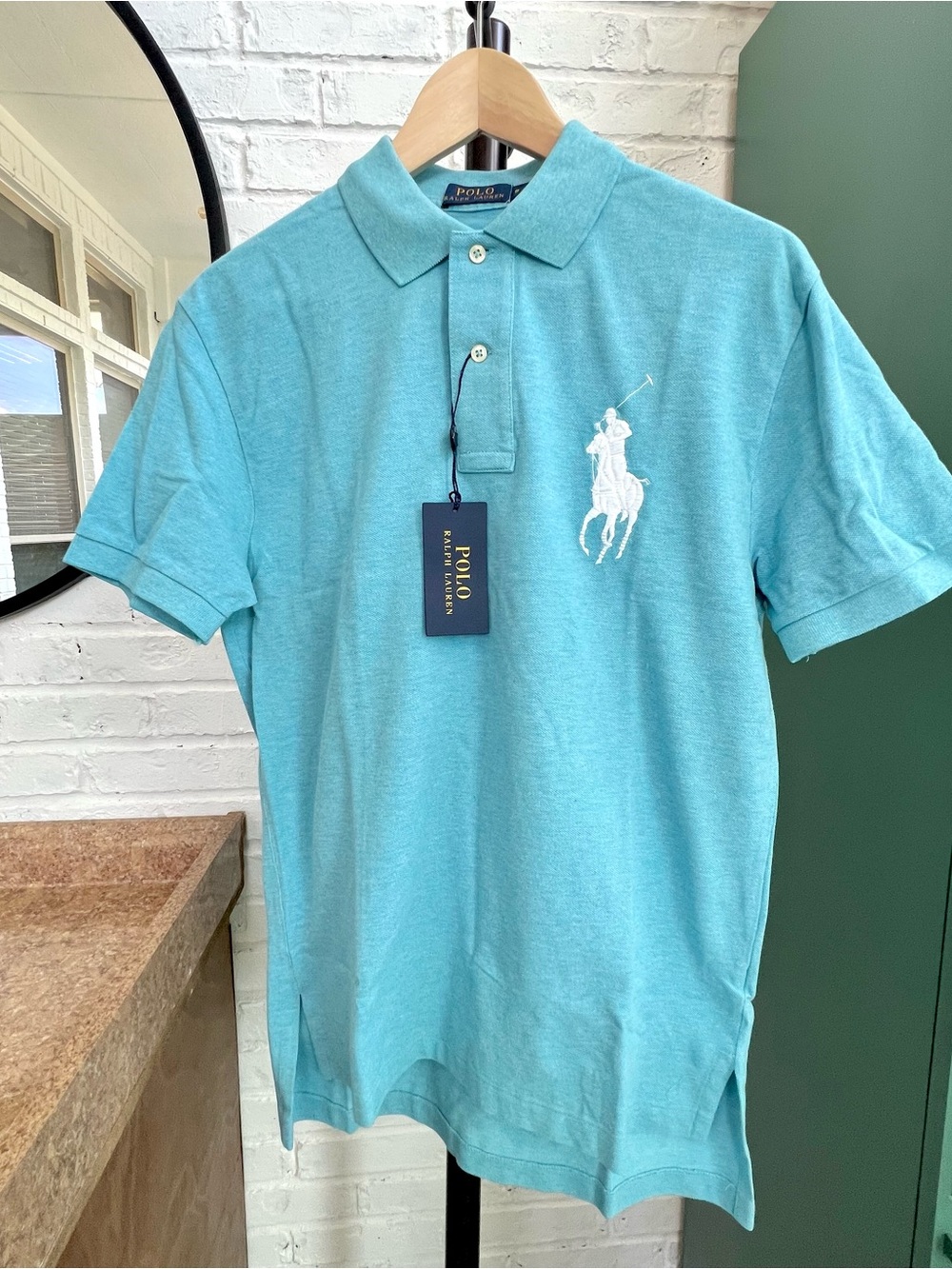 Ralph Lauren Polo Shirt in Aqua Blue with White Logo